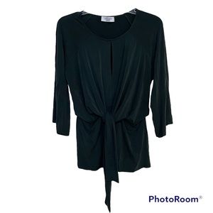 NWT Lola & Sophie Cupro Tie Front Blouse S Forest